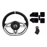 Volante Gti Sport Preto Tapete Bordado Manopla Cambio Gol G2