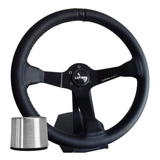 Volante Lotse Wrc Couro Tarja Preta Cubo Vw Fusca Brasilia
