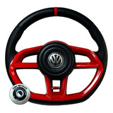 Volante Vermelho Gti Esportivo Fusca Brasilia Buggy C Cubo