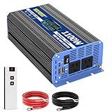 VOLFVERT Inversor De Onda Senoidal Pura De 1100 Watts Conversor De 12 V Cc Para 110 V 120 V Ca Com Duas Tomadas Ca Portas Usb Portas Tipo C Controle Remoto Display Lcd Inversor De Energia 1100 W
