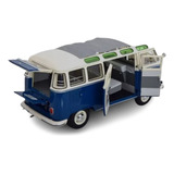 Volkswagen Kombi T1b Samba Bus 23 Janelas Azul Schuco 1 18