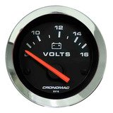 Voltímetro 52mm Cronomac 12 Volts Croma Preto