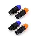 Vonoto Conector Speakon, Pacote Com 4 Conectores Macho Compatíveis Com Neutrik Speakon – Adaptador De 4 Polos Com Trava Giratória Para Alto-falante De áudio - Para Nl2fc, Nl4mp, Nl4mpr, Nl4fc, Nl4fx,
