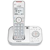 VTECH VS112 17 DECT 6 0 Telefone Sem Fio Expansível Bluetooth Para Casa Com Secretária Eletrônica Bloqueio De Chamadas Identificador De Chamadas Intercomunicação E Conexão Ao Celular Prata E Branco 