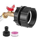 WADEO Adaptador De Tanque IBC Adaptador De Rosca Fina De 2 36 Polegadas Para Tanque De Sacola IBC De 275 A 330 Galões Encaixe IBC Com Válvula De Torneira De Mangueira De Latão Entrada NPT Macho De 1 27 Cm × Saída De 3 4 E Conector Rápido De Mangueira De Jardim