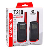 Walkie talkie Motorola T210 T210 De 2 Rádios Com Frequência Frs gmrs Preto Com Vermelho 5v