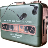 Walkman Fita Cassete Player Stereo Verde Acabamento Em Cobre