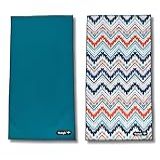 Wallafit Kit 2 Toalhas De Microfibra 90x50cm Estampada E Lisa Azul Seca Rápido Sem Odor Leve Compacta Tamanho Médio Para Academia Esportes Ao Ar Livre Corrida Yoga