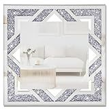 WALTSOM Espelho Decorativo Quadrado De Diamante Esmagado 50 8 Cm X 50 8 Cm Prata Triturado Diamante Decoração Parede Para Sala De Estar Quarto Banheiro 50 8 Cm X 50 8 Cm 