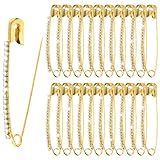Wanmu 20 Peças De Alfinetes De Segurança Grandes Dourados Broche Decorativo De Strass De 5 Cm Broche Feminino Para Roupas Saias Suéter Cachecol Lapelas Chapéu