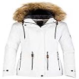 Wantdo Jaqueta De Esqui Feminina Impermeável Com Capuz Casaco De Neve De Inverno Jaqueta De Snowboard De Montanha Parca De Lã Isolada Branco GG