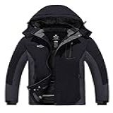 Wantdo Jaqueta De Esqui Masculina à Prova D água Quente Inverno Neve Snowboard Jaqueta Com Capuz De Montanha Capa De Chuva Preto Cinza G