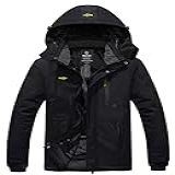 Wantdo Jaqueta De Esqui Masculina Impermeável à Prova De Vento Jaqueta De Chuva Quente De Inverno Com Capuz Preto GG
