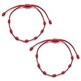WANXI Pulseira Vermelha Feita à Mão Para Homens E Mulheres 2 Peças 7 Nós Amantes Pulseira Vermelha Da Amizade Atrai Riqueza E Sucesso Do Amuleto