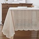 WARM HOME DESIGNS Toalha De Mesa Retangular De Renda Toalha De Mesa De Linho Para Mesas Retangulares Mede 60 X 84 Polegadas E Cabe 6 8 Convidados Toalha De Mesa De Renda Para Mesas De 6 Pés Para Decoração Vintage LND Linen 84 Polegadas