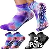 WARMVIN 2 Peças De Meias Antiderrapantes De Pilates Yoga Com Aderência Para Mulheres Meias Elegantes Para Balé Dança Treino E Gravidez C01 2 Pares Roxo Preto 5 9