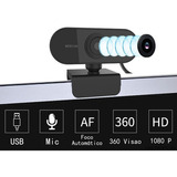Webcam Full Hd 1080 Usb Mini Câmera De Visão 360  Microfone Cor Preto