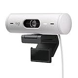 Webcam Full HD Logitech Brio 500 Com Microfones Duplos Com Redução De Ruídos Proteção De Privacidade Correção De Luz E Enquadramento Automático Branco