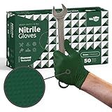 WECARE Luvas De Nitrilo Verde 8 Mil Médias Pacote Com 50 Unidades Luvas Mecânicas Para Serviços Pesados Com Empunhadura De Diamante Luvas Descartáveis Sem Pó E Látex