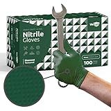 WECARE Luvas De Nitrilo Verde 8 Mil X Grande Pacote Com 100 Luvas Mecânicas Para Serviços Pesados Com Empunhadura De Diamante Luvas Descartáveis Sem Pó E Látex