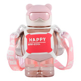 Weeze Garrafa Água Urso Transparente Canudo Infantil Squeeze 800ml Cor Rosa