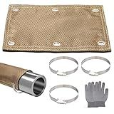 Weideer Protetor De Tubo De Titânio De 15 2 Cm X 30 5 Cm Escudo Térmico De Escape Com Luvas Material De 2 Camadas De Proteção Contra Calor De Até 1350 Para Tubo De Escapamento De Motocicleta 
