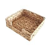 WeiLaiKeQi Cesta De Pão Trançada Bandeja Artesanal Porta Guardanapos Quadrado Organizador De Mesa Bandeja Para Pão Frutas Café Da Manhã Lanche Legumes