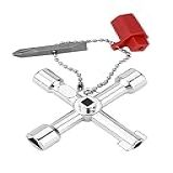 WenTigDY Chave Universal 4 Em 1 Chave Cruzada Universal Multifuncional Com Ferramentas De Liga De Zinco Caixa De Armário Elétrico Porta De Trem Válvula De Medidor De água Armários De Medidor
