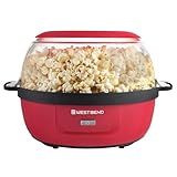 West Bend Stir Crazy Hot Oil Popper- Máquina De Fazer Pipocas Com Tampa Grande Para Servir E Vareta De Agitação- 6 Quartos- Vermelho