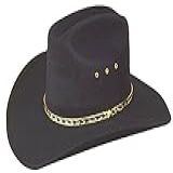 WESTERN EXPRESS Chapéu De Cowboy Masculino De Feltro Falso East Clintwood Com Banda Dourada Rodeio Gado Mexicano   Cor Preta Tamanho Infantil  50    6 14  Preto  6 1 4