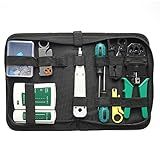 Weytoll 14pcs Porta Ethernet Portátil Ferramenta Bolsa De Hardware Rede Cabo LAN Crimper Alicate Kit De Ferramentas Conjunto De Ferramentas De Reparo De Rede Testador De Cabos De Rede De Dupla Utilização