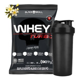 Whey Protein Turbo Black Skull Sabor Baunilha Coqueteleira