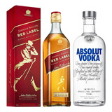 Whisky Johnnie Walker Red Label 1l + Vodka Absolut 750ml