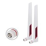 White And Red 10dBi Dual Band Signal Booster Wi Fi Antennas  2 4GHz 5GHz 5 8GHz  With SMA Male Connector For Wireless Camera  Router  Hotspot   2 Pack