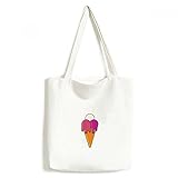 White Red Melt Sweet Ice Cream Cone Pattern Tote Canvas Bag Shopping Satchel Casual Bolsa