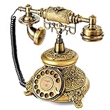 Wichemi Telefone Vintage Com Mostrador Rotativo Retrô Telefone Fixo Telefone Fixo Moda Antiga Telefone Antigo Telefones Da Velha Escola Para Escritório Em Casa Café Bar Estrela Decoração De Hotel (dourado)