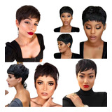 Wig Peruca Lace Curta Preta Lisa Joãozinho Cabelo Humano