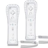 Wii Controller 2 Pack- Wii Remote Controller- With Silicone Case And Wrist Strap- TIANHOO Remote Controller For Wii-Wii U- White