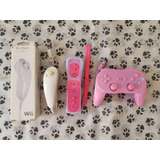 Wii Remote Controle Classic Rosa Nunchuck Wii Leia