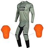 Willbros Conjunto De Calça MX Motocross Jersey Combo Dirt Bike Riding Protective Moto Gear Set Adulto- Verde Militar- Jersey XXXL - Pants 40