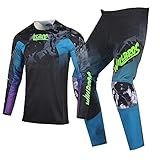 Willbros Conjunto De Calças De Jérsei De Motocross Masculinas MX Offroad Dirt Bike Downhill Enduro Race Feminino MTB BMX Terno Adulto- Preto- Azul- Roxo- 64
