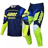 Willbros Conjunto De Calças De Jérsei Motocross Masculina Dirt Bike MX Gear Conjunto Feminino Off-road Equitação Adulto Roupa De Corrida- Azul- Amarelo- 32 Regular