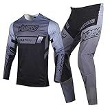Willbros Conjunto De Camisa E Calça De Motocross MX Dirt Bike Gear Set Racewear Offroad Adulto Preto Cinza -Jersey M Calça 32-