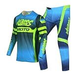 Willbros Conjunto De Roupa De Moto Juvenil Conjunto De Calça E Jérsei Para Crianças MX Motocross Terno De Corrida Infantil Off-road MTB Motocicleta Meninos Meninas Azul Verde YL