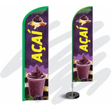 Wind Banner Fly Flag Dupla Face 3m Kit Completo Acaí