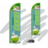 Wind Banner Fly Flag Dupla Face 3m Kit Completo Agua De Coco