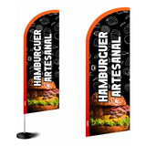 Windbanner Tecido   Haste 2 5 Hamburguer Flyflag Dupla Face