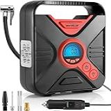 WindGallop Compressor De Ar Portátil Bomba De Ar Inflador De Pneu Para Pneus De Carro DC 12V Bomba De Pneu Com Adaptadores De Válvula De Calibre Luz LED Para Automóveis Bicicleta Motocicleta 