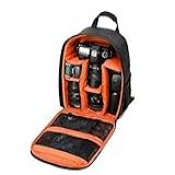 Winvin Mochila Impermeável Para Câmera SLR DSLR Bolsa De Ombro Bolsa De Viagem Para Lente Digital Canon Nikon Sony Médio Laranja 