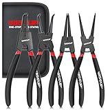 WISEUP Conjunto De Alicates De Anel De Pressão Para Serviço Pesado 4 Peças Kit De Alicates Internos Externos De 18 Cm Pontas De Alicates De Mandíbula Reta Dobrada Alicate De Clipe C Para Retenção